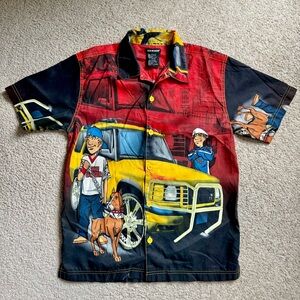 Y2K Joe Boxer AOP button up shirt Small 2000's collared short sleeve